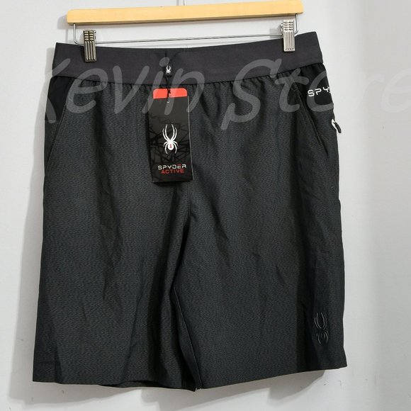 Spyder Men's Proweb Stretch Zippered Pockets Active Shorts BLACK - Picture 2 of 13